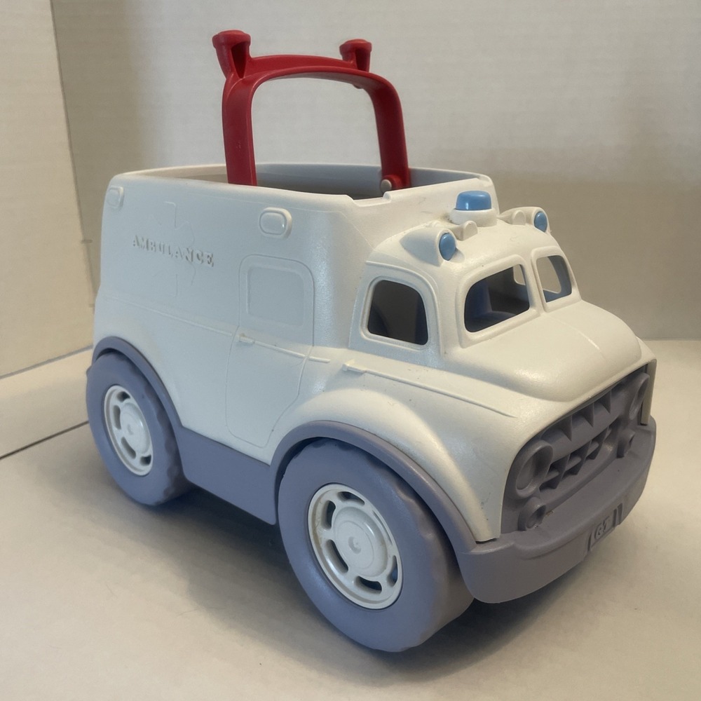 Green Toys Ambulance With Tilt Up Handle Rolls Great USA - Picture 2 of 13